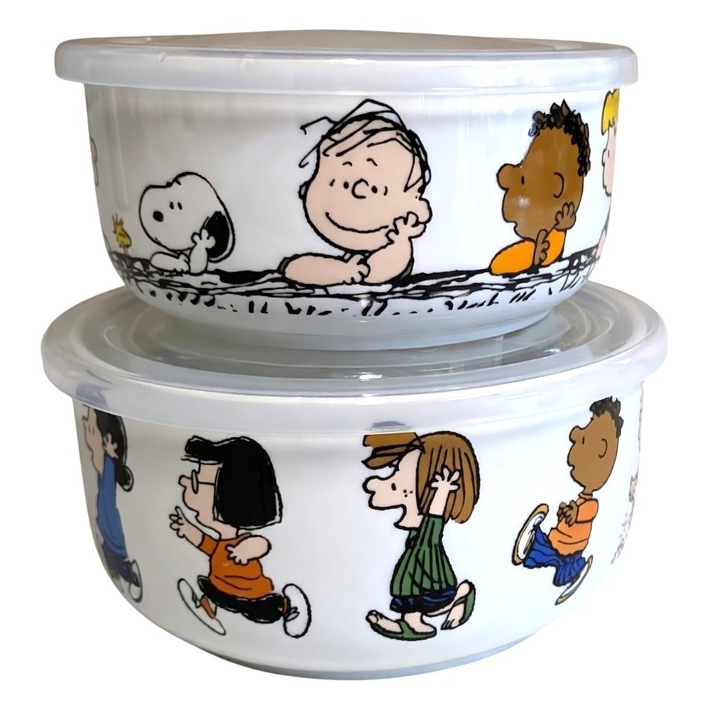 Peanuts Gang Snoopy Woodstock 2 Piece Food Storage Bowl Set With Vented Lids